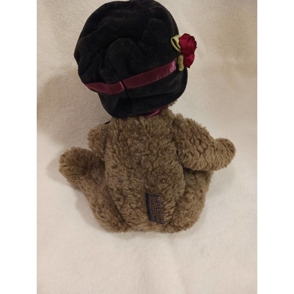 1990 Boyds Bears Auntie Alice PLUSH Teddy CERTIFICATE & Velvet Hat Silk Roses - Picture 6 of 14